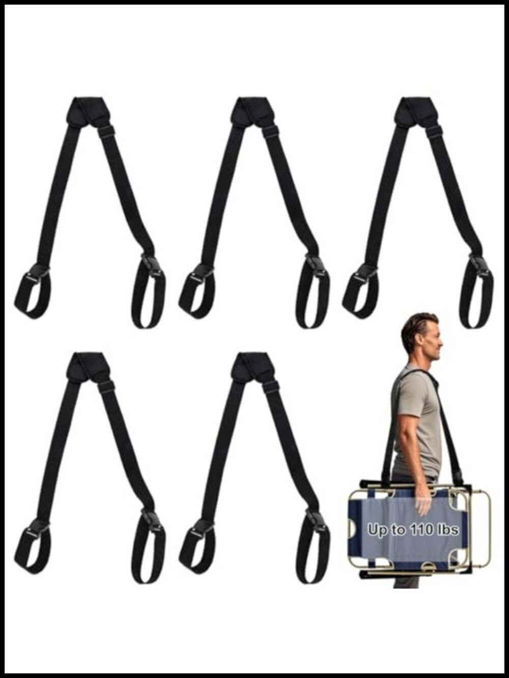 5 Pack Adjustable Heavy-Duty Carry Strap Universal Shoulder Sling for Luggage